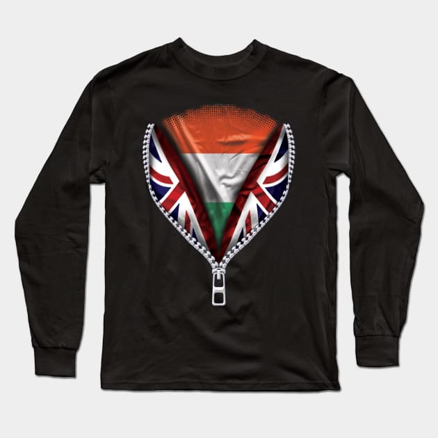 Hungarian Flag  Hungary Flag British Flag Ripped Open - Gift for Hungarian From Hungary Long Sleeve T-Shirt by Country Flags